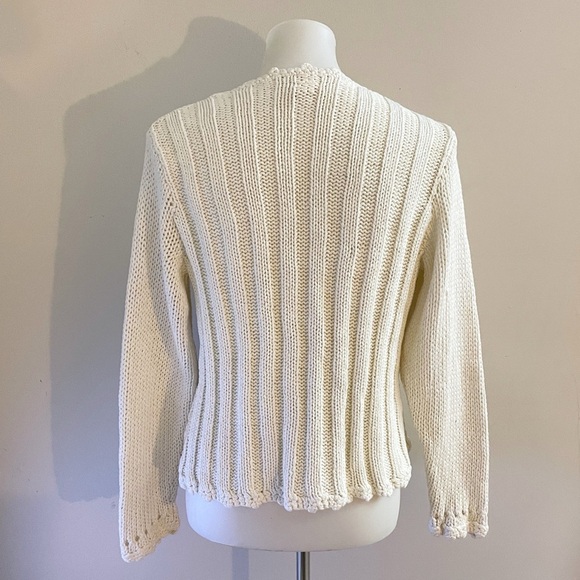 J. Jill 90s Cream Open-Knit Cardigan Cottagecore Handknit Coastalgrandma - Picture 2 of 8